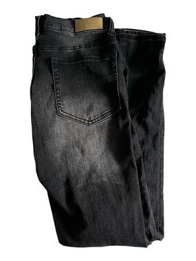 MNML Mens Distressed Black Denim Skinny Jeans 34x34 Punk Rock Goth Grunge